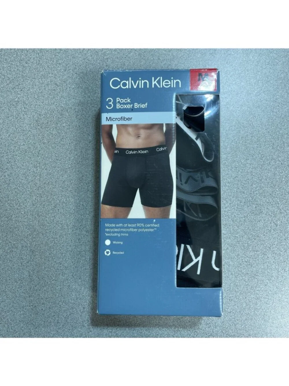 NWT Calvin Klein Men's M 3-Pack Boxer Briefs Microfiber 2 Black & Gray